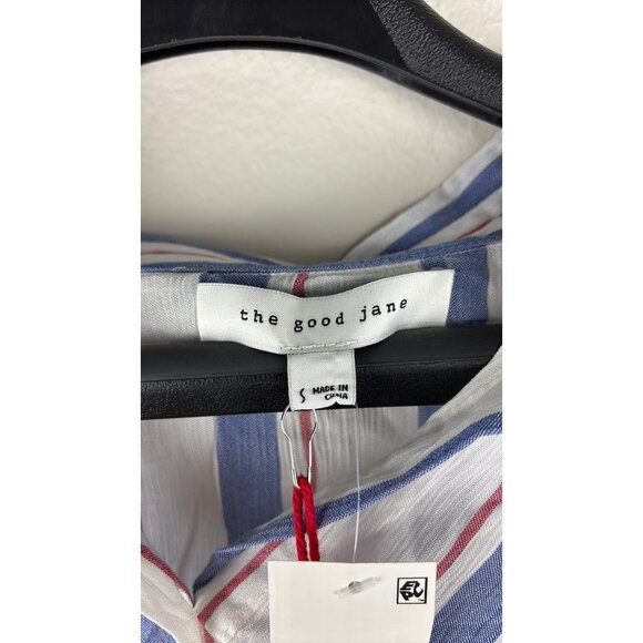 The Good Jane - Small - Relaxed Button-Down Shirt With Stripes & Drawstring - Picture 2 of 6